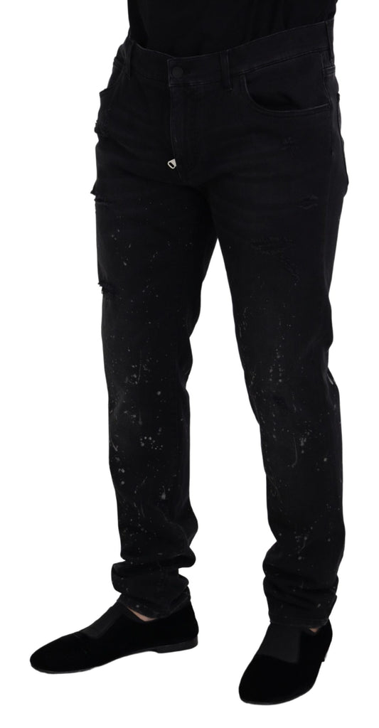 Chic Black Washed Denim Pants
