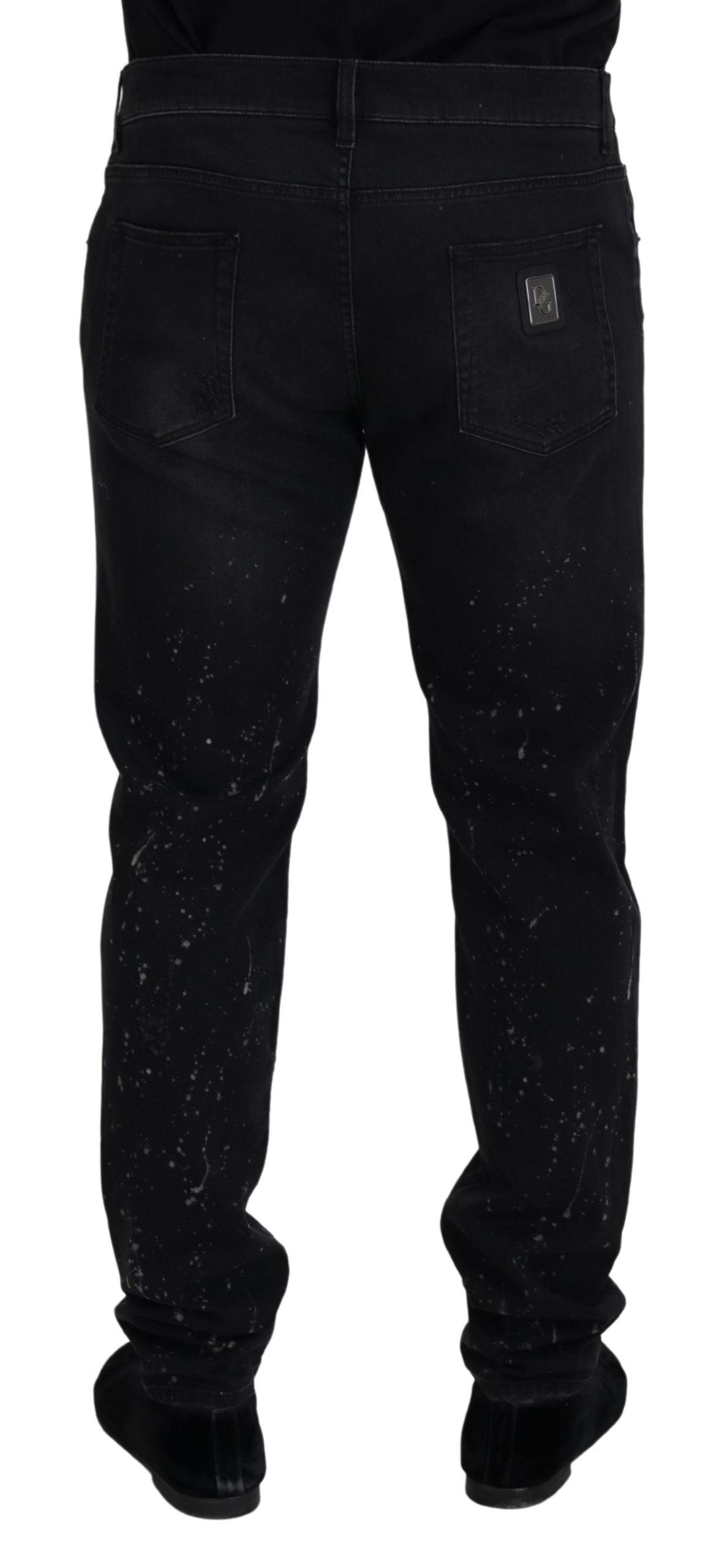 Chic Black Washed Denim Pants