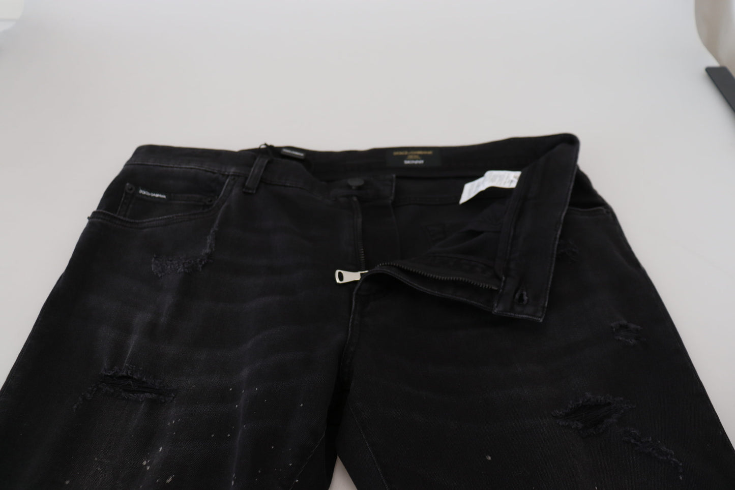 Chic Black Washed Denim Pants