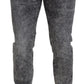 Elegant Gray Washed Denim Pants