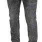 Elegant Gray Washed Denim Pants