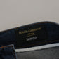 Chic Blue Washed Denim Pants for Men