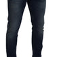Elegant Slim-Fit Denim Pants in Blue Washed