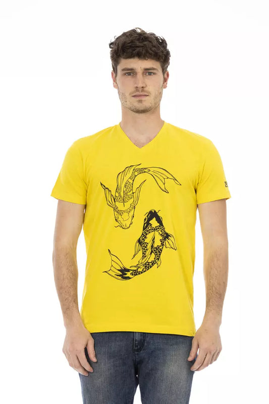 Yellow Cotton Men T-Shirt