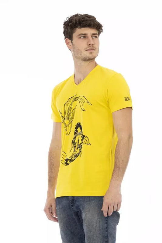 Yellow Cotton Men T-Shirt