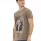Brown Cotton Men's V-Neck T-Shirt