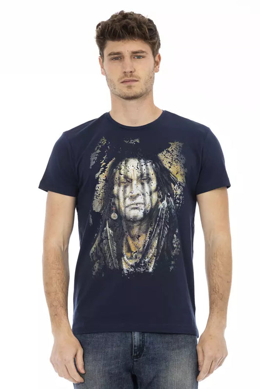 Blue Cotton Men T-Shirt