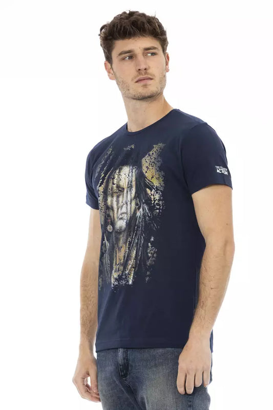 Blue Cotton Men T-Shirt