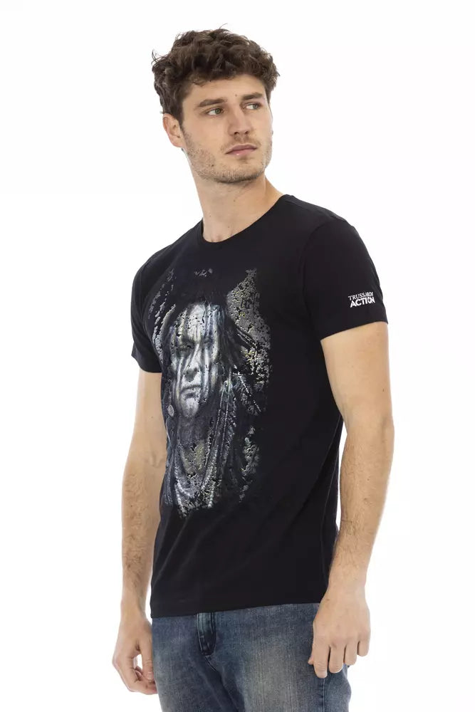 Black Cotton Men T-Shirt