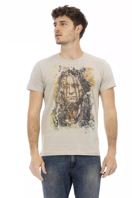 Beige Cotton Men T-Shirt