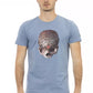 Light Blue Cotton Men T-Shirt