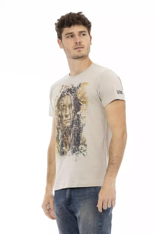 Beige Cotton Men T-Shirt