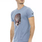 Light Blue Cotton Men T-Shirt