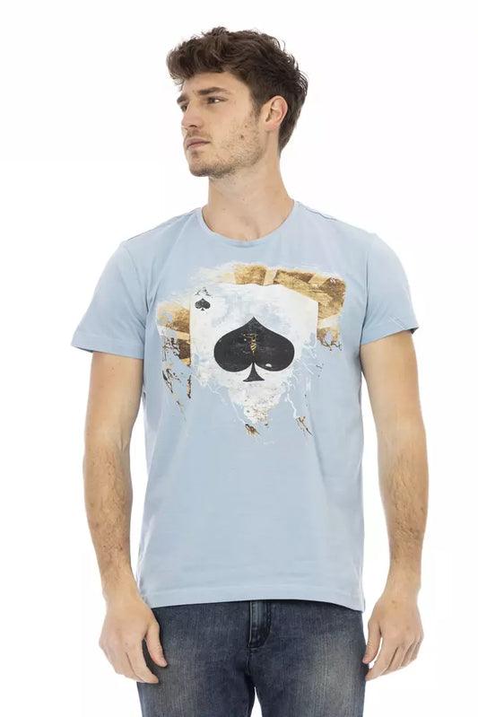 Light Blue Cotton Men T-Shirt