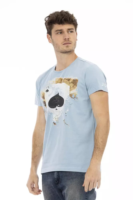 Light Blue Cotton Men T-Shirt