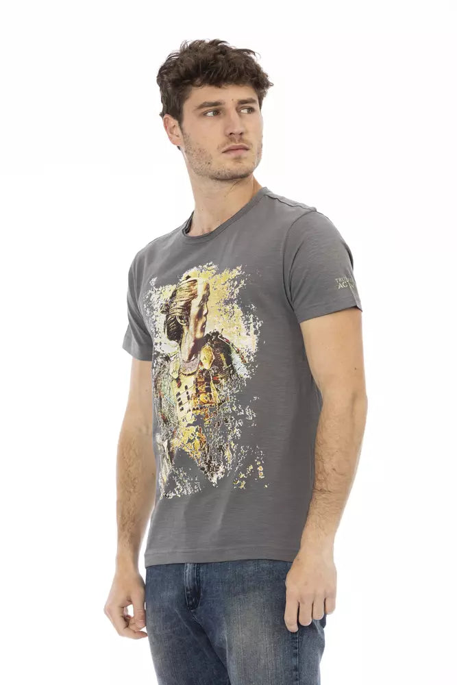 Gray Cotton Men T-Shirt