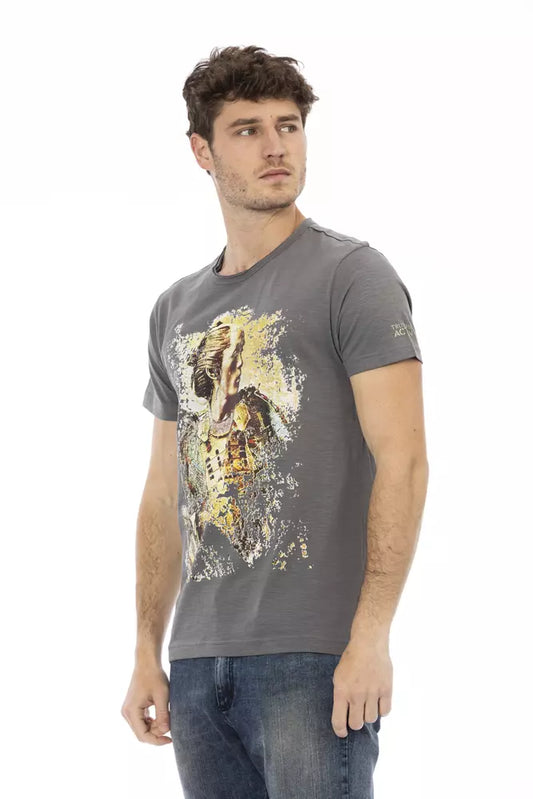 Gray Cotton Men T-Shirt