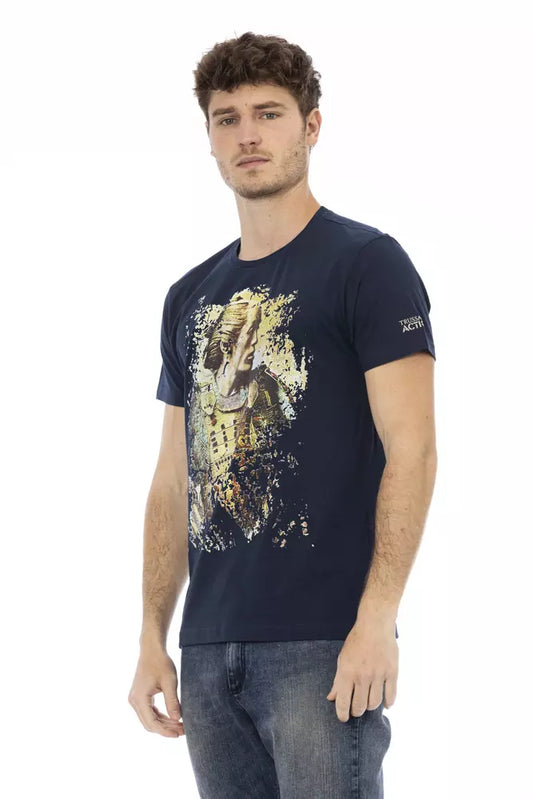 Blue Cotton Men T-Shirt