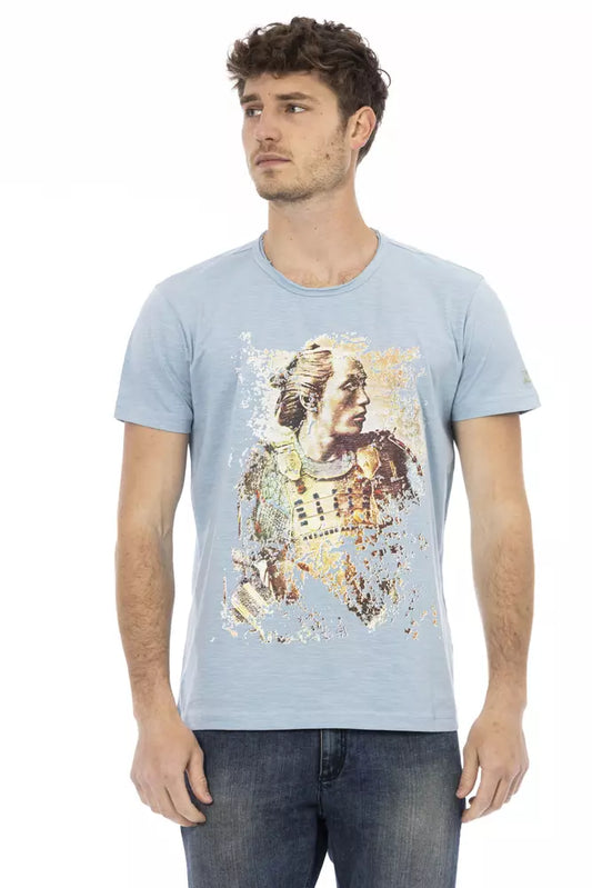 Light Blue Cotton Men T-Shirt