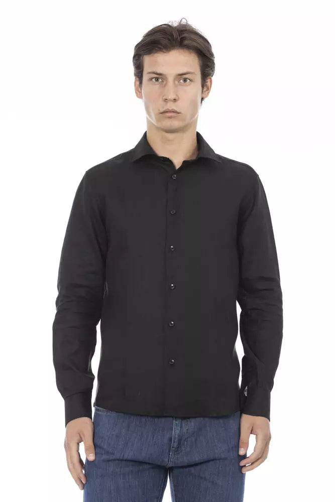 Black Linen Men Shirt