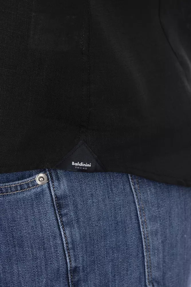 Black Linen Men Shirt