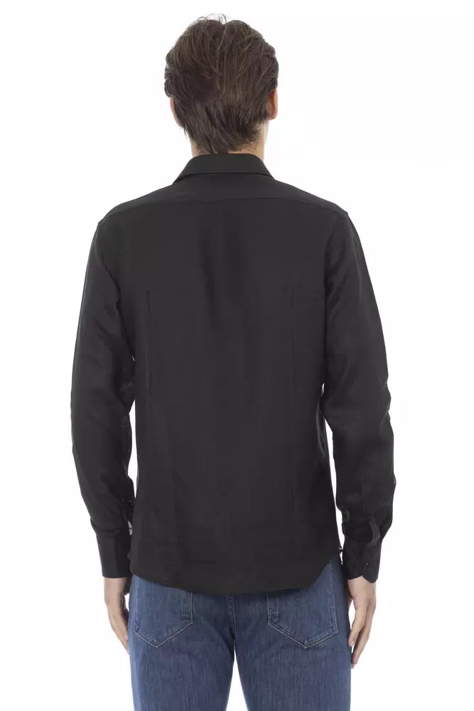 Black Linen Men Shirt