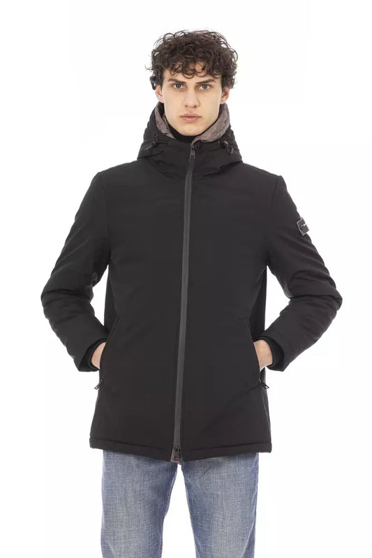 Black Polyester Men Jacket