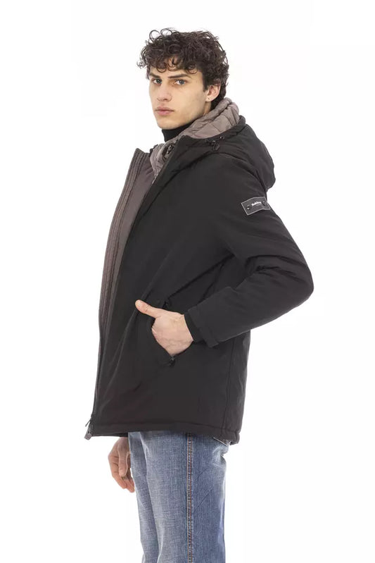 Black Polyester Men Jacket