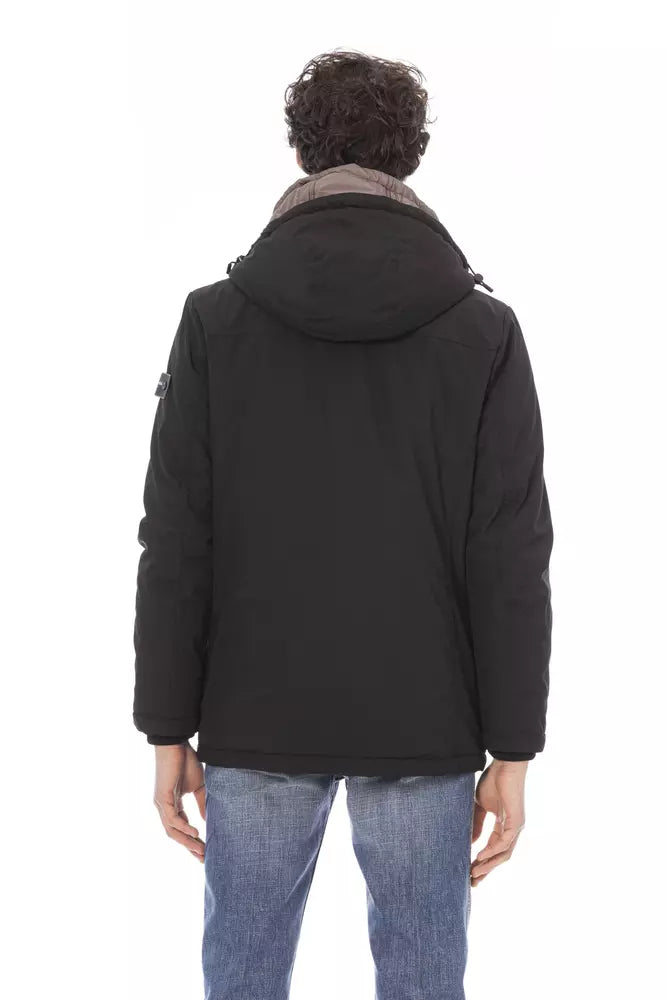 Black Polyester Men Jacket