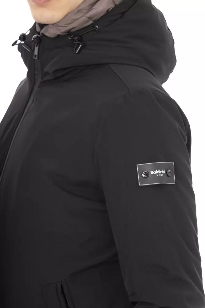 Black Polyester Men Jacket
