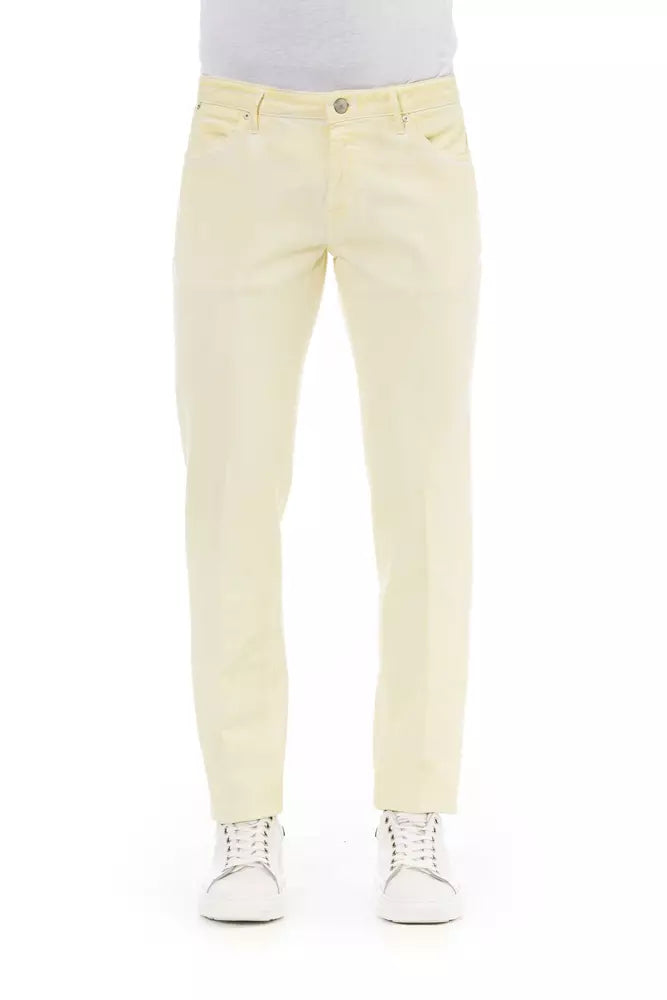 Beige Cotton Men Jeans