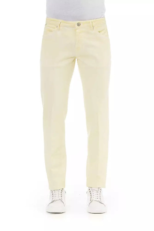 Beige Cotton Men Jeans