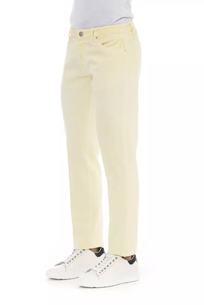 Beige Cotton Men Jeans