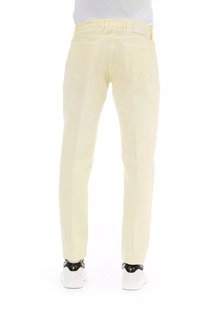 Beige Cotton Men Jeans