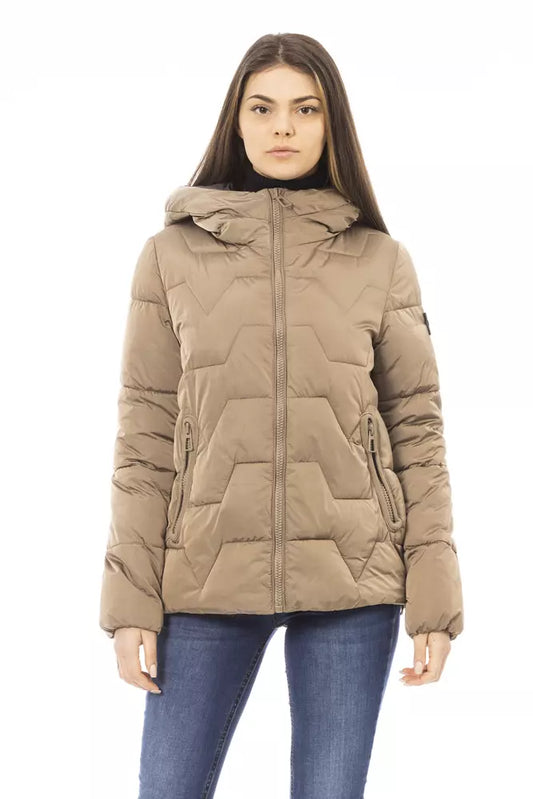 Beige Polyester Women Jacket