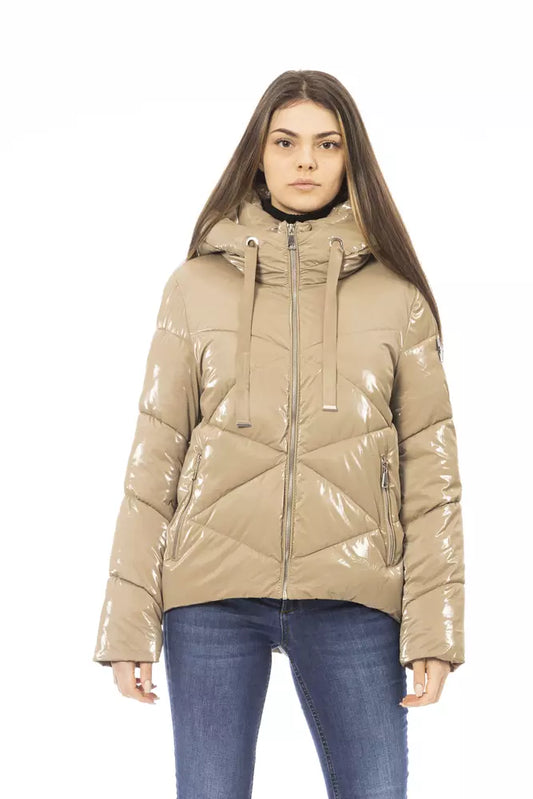 Beige Polyester Women Jacket