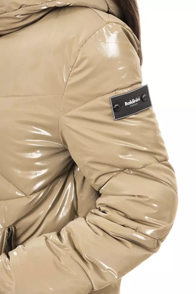 Beige Polyester Women Jacket