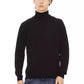 Black Fabric Men Sweater with Turtleneck Design
