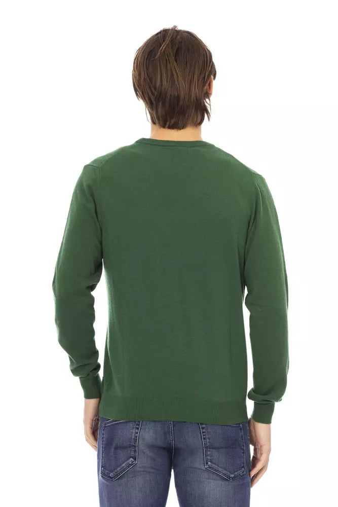 Green Wool Men Sweater