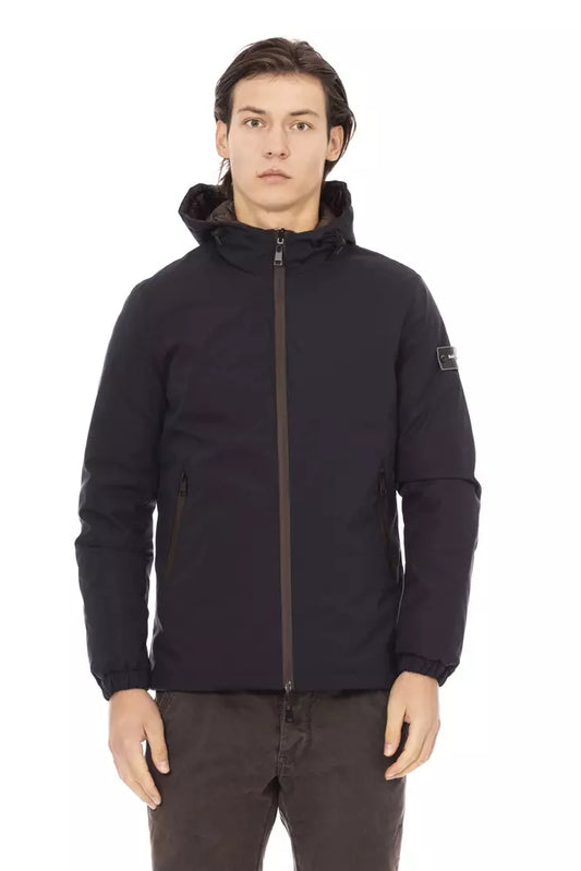 Blue Polyester Men Jacket