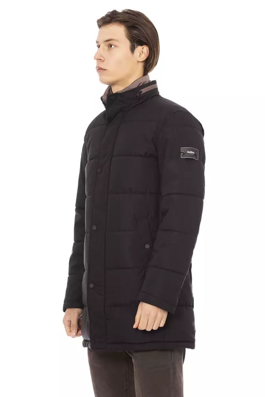 Black Polyester Men Jacket