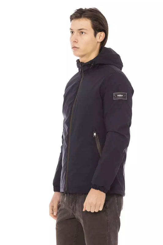 Blue Polyester Men Jacket