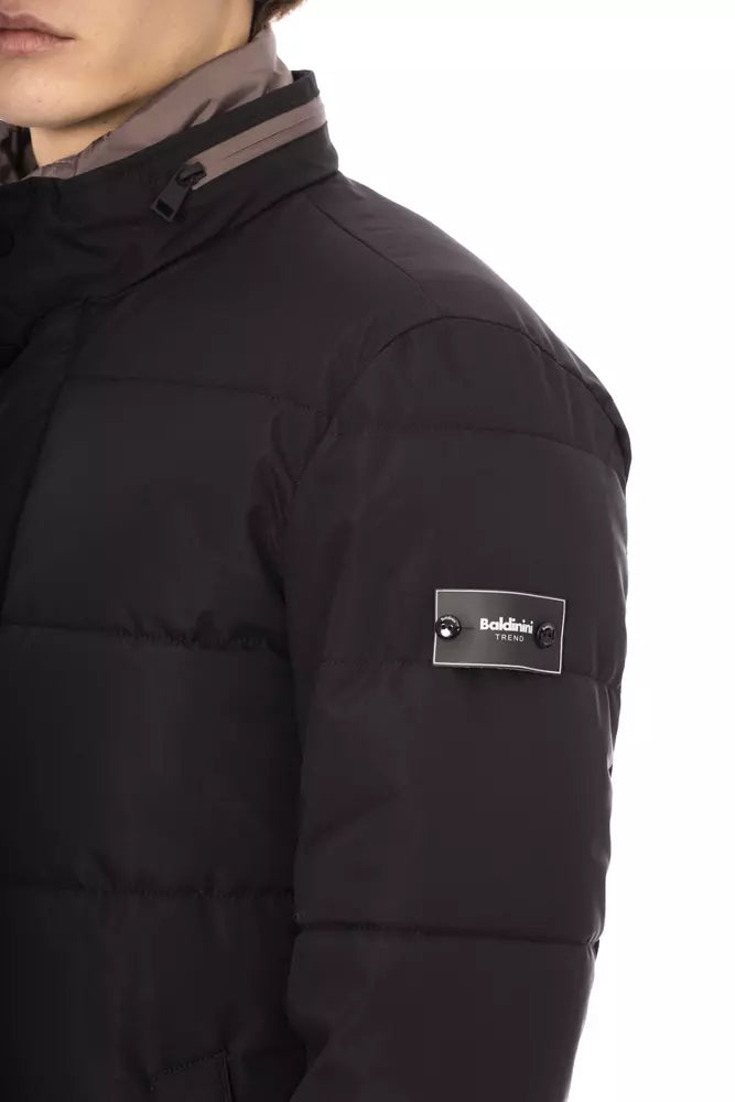 Black Polyester Men Jacket