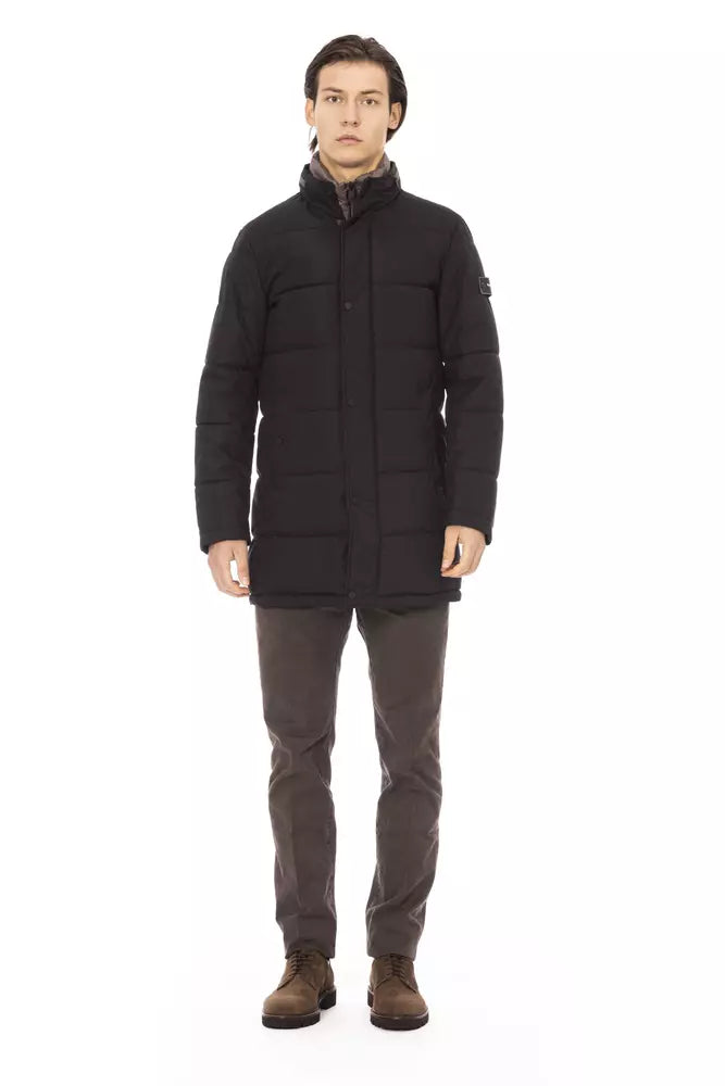 Black Polyester Men Jacket