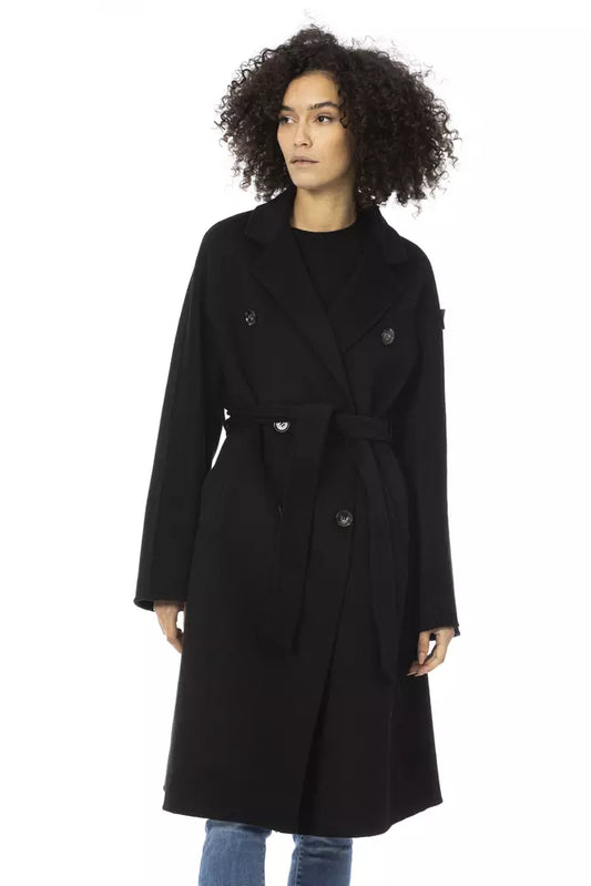Black Wool Women Trench Coat