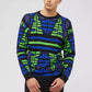 Blue Cotton Men Sweater
