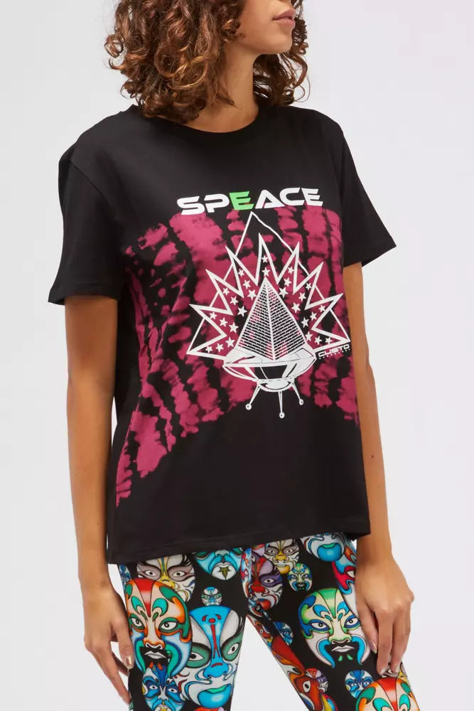 Black Cotton Women T-Shirt
