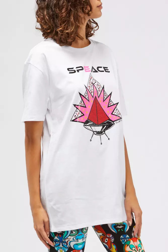 White Cotton Women T-Shirt