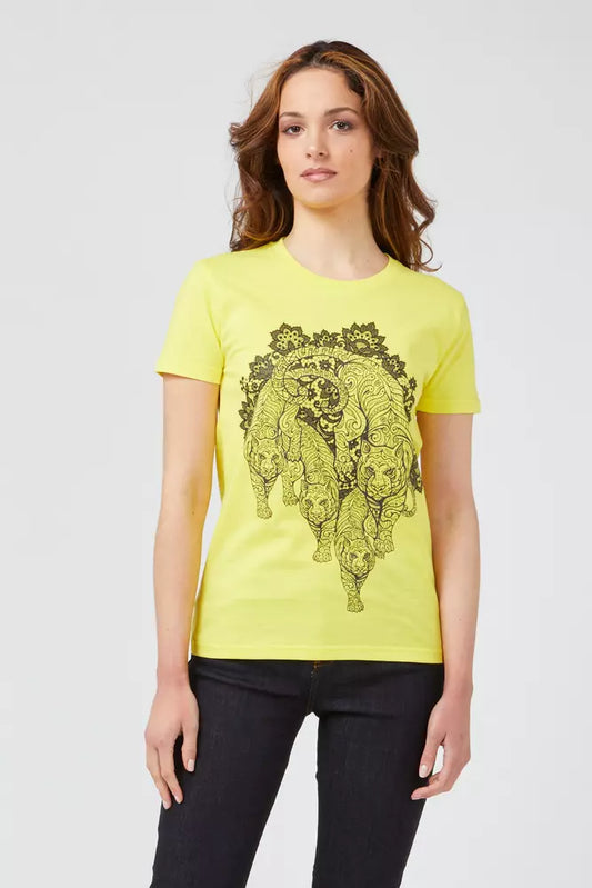 Yellow Cotton Women T-Shirt