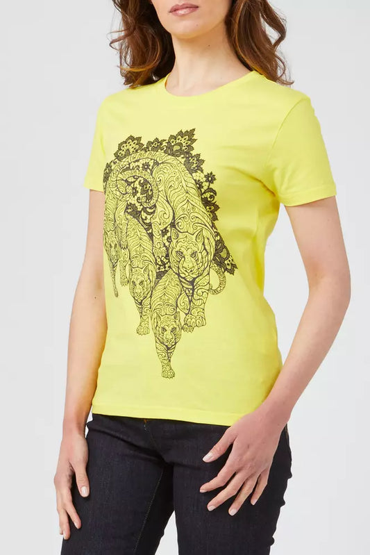 Yellow Cotton Women T-Shirt